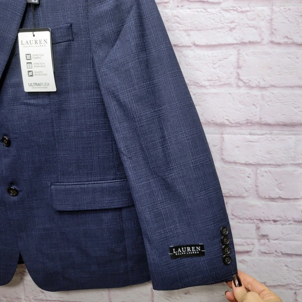 NEW Lauren Ralph Lauren Plaid Ultraflex Blazer Mens 39S‎ Preppy Stretch Classic